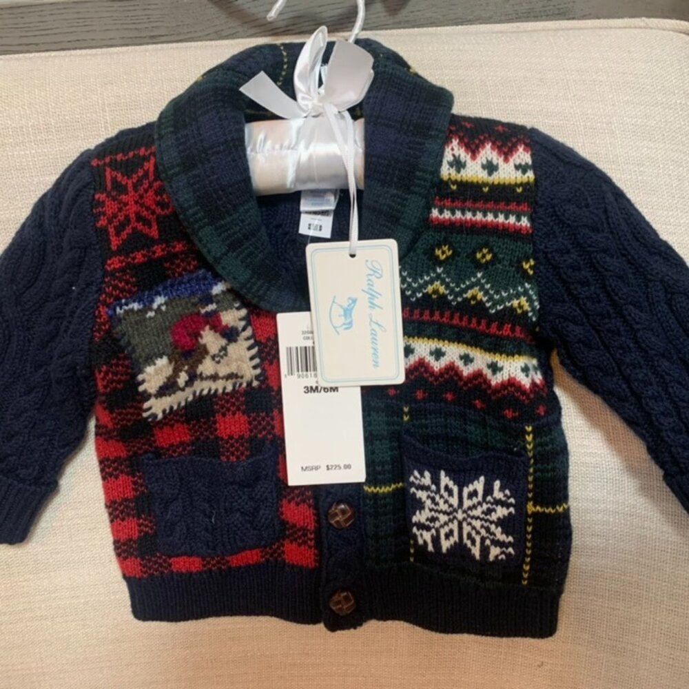 NWT Ralph Lauren Baby Boy Christmas Sweater, 3-6 mo